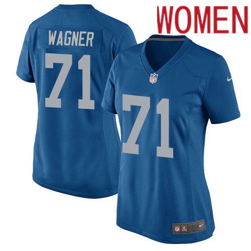 Women Detroit Lions #71 Ricky Wagner Nike Blue Game Alternate Player NFL Jersey